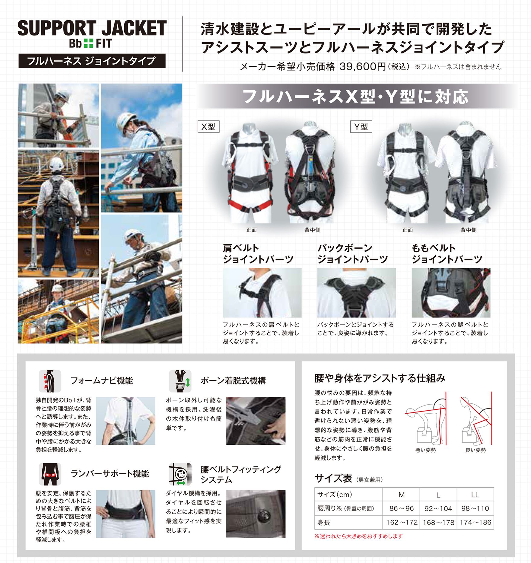 サポートジャケット Bb+FIT フルハーネスジョイントタイプ